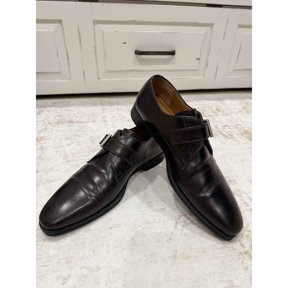 Magnanni Marco Single Monk Strap Loafers Black Brown Leather 11M Spain